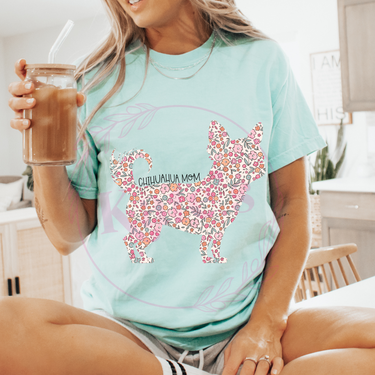 Chihuahua Mom Floral Comfort Colors T-Shirt